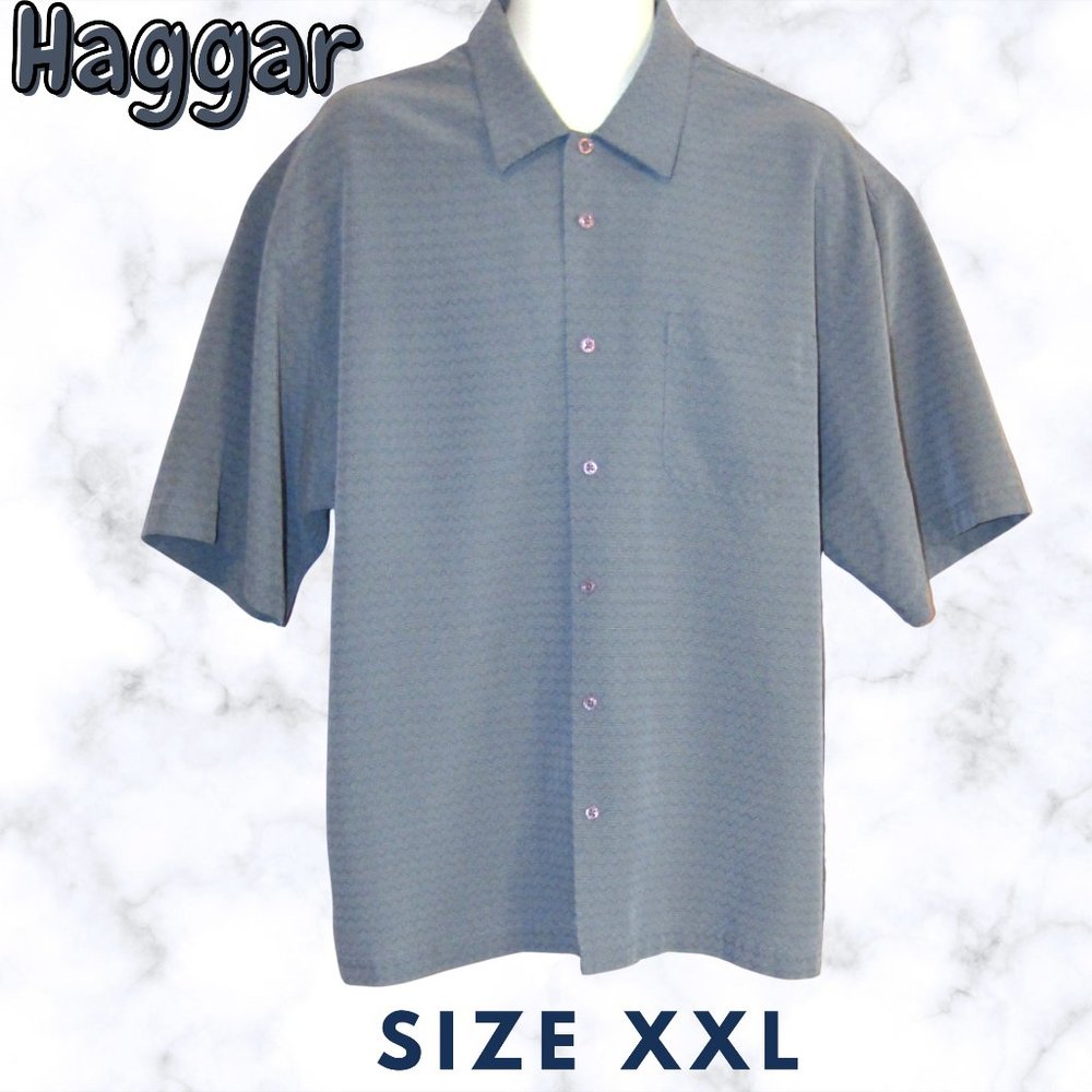 Haggar Men's Blue Button Down Shirt Size XXL
